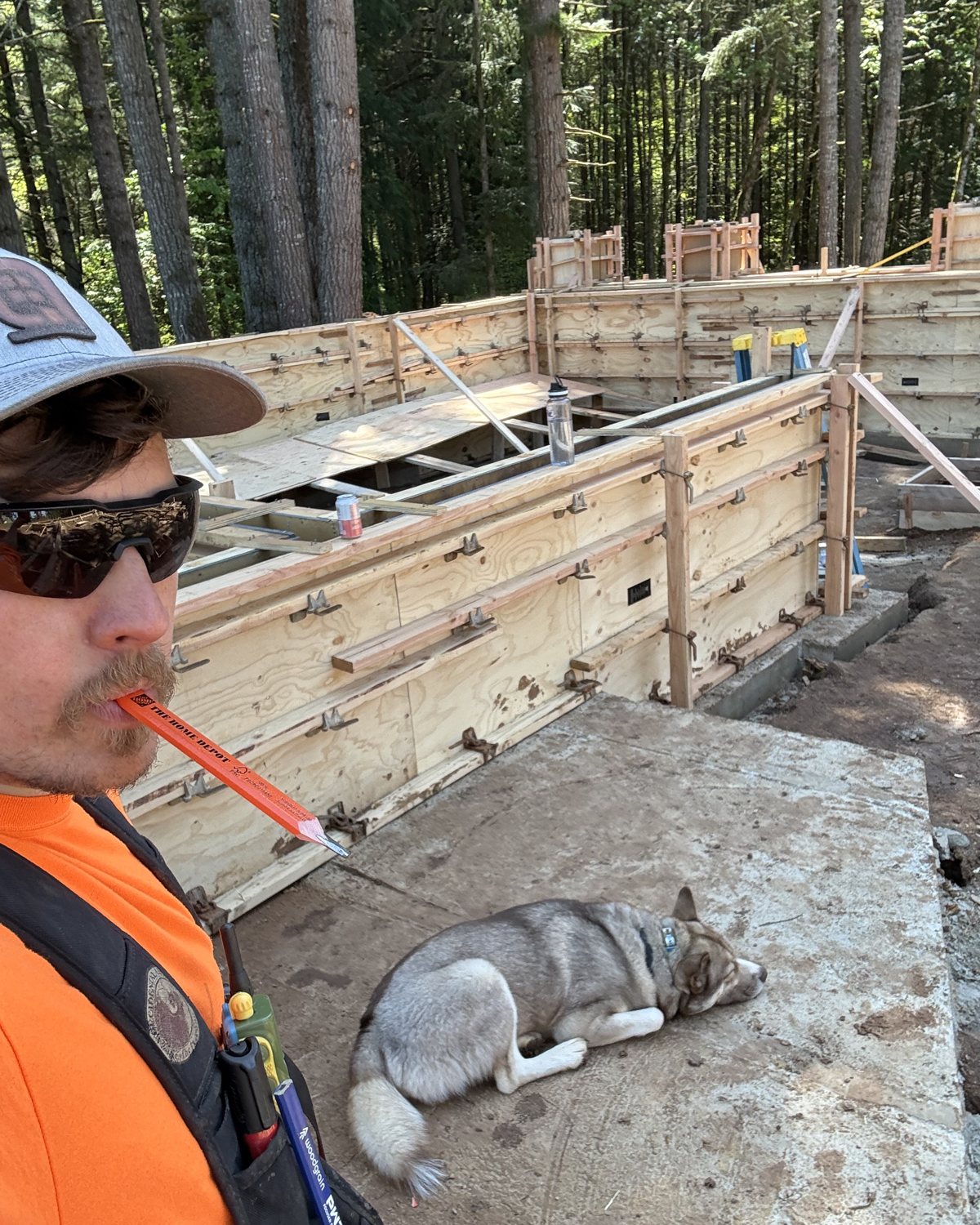 Rob Moen, founder of Mint Building LLC, on site during framing of a home addition